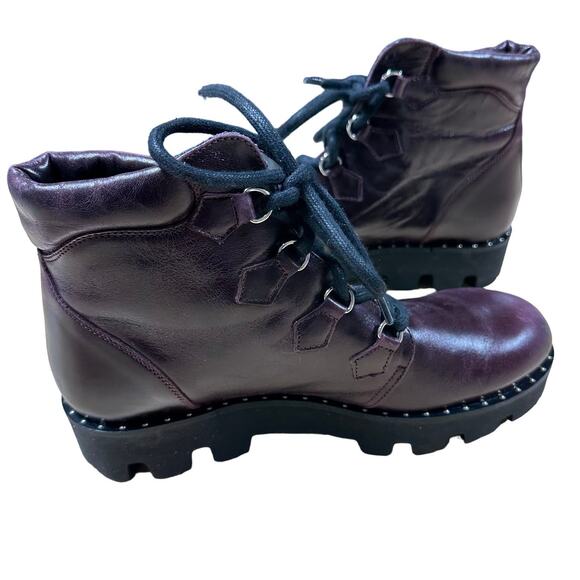 Montelliana NWOB Claudine Leather Lug Sole Boot in Bordeaux Size 40 (US 10) - Picture 6 of 10